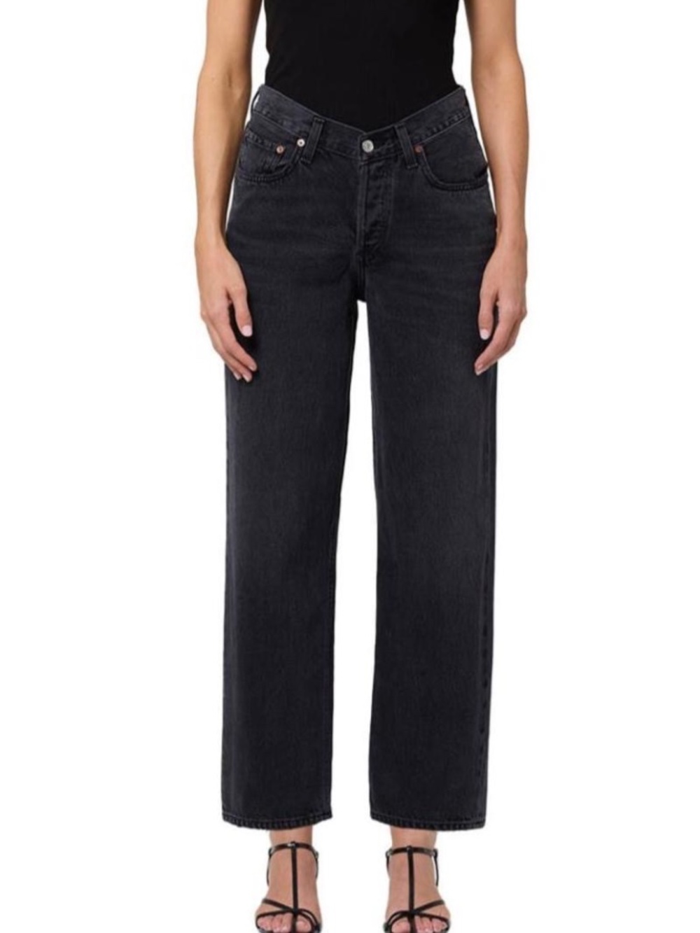 NWT Agolde V Waist Baggy Black Denim Jeans | Size 27 - Picture 2 of 15